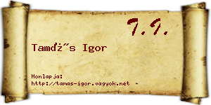 Tamás Igor névjegykártya